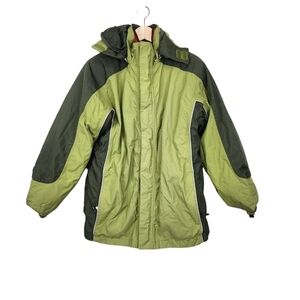 Lands End Waterproof Fleece Lined Green Parka Boys Size 18/20